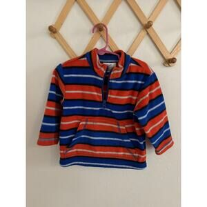 Hanna Andersson Sweatshirt Toddler 2T 80cm Blue Orange Striped Collared